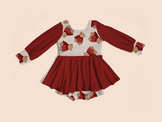 Red ILY Beary Much Skirted Romper